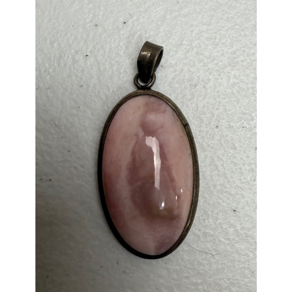 Vintage Rose Quartz Pendant Metal Tarnished Old Costume Cosplay Dress Up Pink